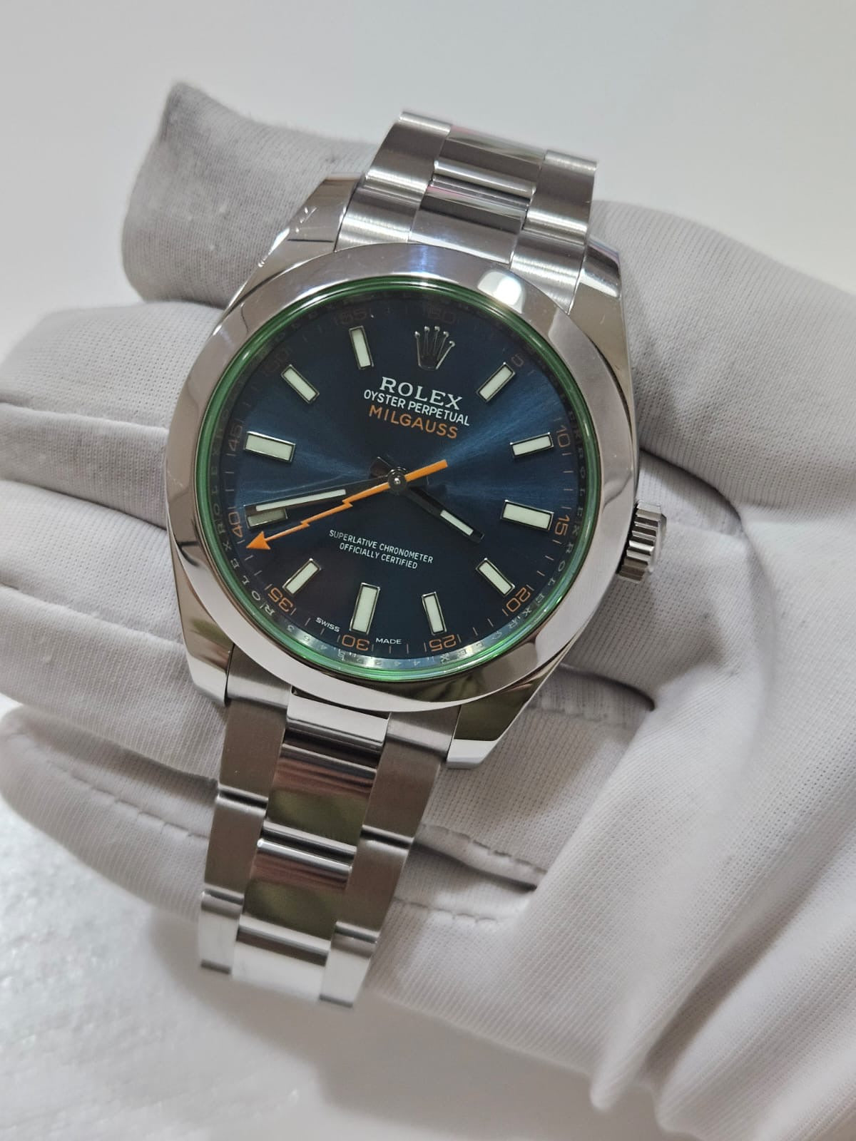 [Watch & Card] Rolex Stainless steel Milgauss Blue Green Crystal 40mm